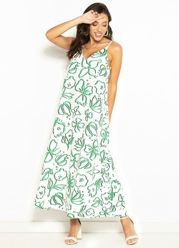 Hering - Vestido Midi de Viscose Branco
