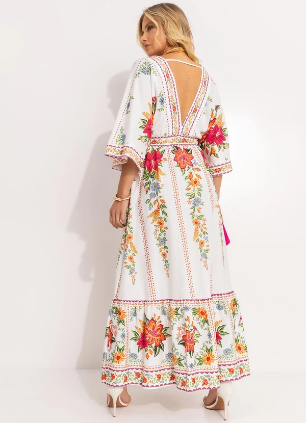 Farm - Vestido Midi Delicadeza em Flor Off White 2