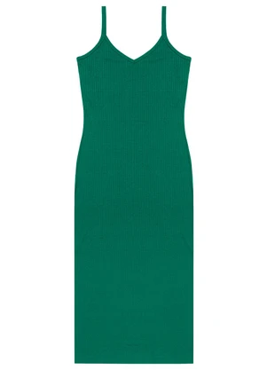 Rovitex - Vestido Midi em Ribana Canelada Verde - ROVITEX