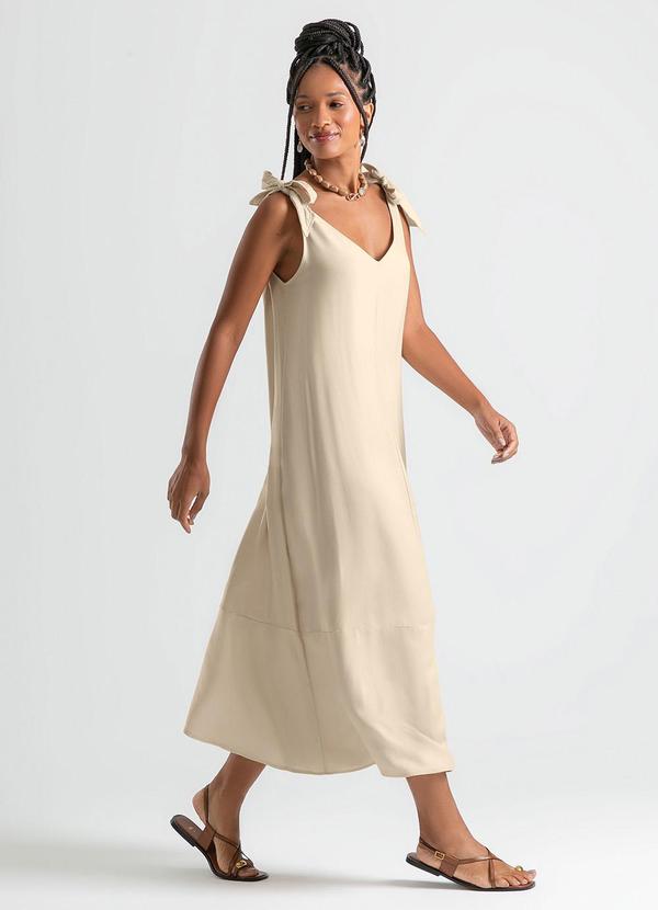 Cativa - Vestido Midi em Viscose Bege 1