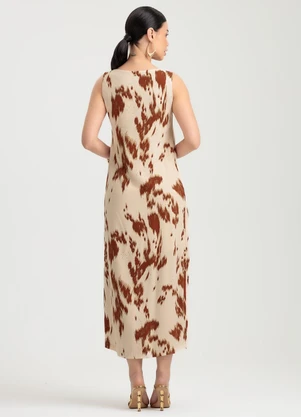 Gris - Vestido Midi em Viscose Bege - GRIS