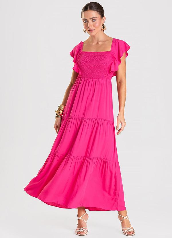 Rovitex - Vestido Midi em Viscose com Lastex Aishty Rosa 1