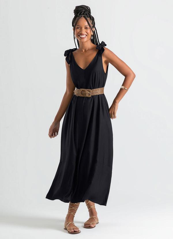 Cativa - Vestido Midi em Viscose Preto 2