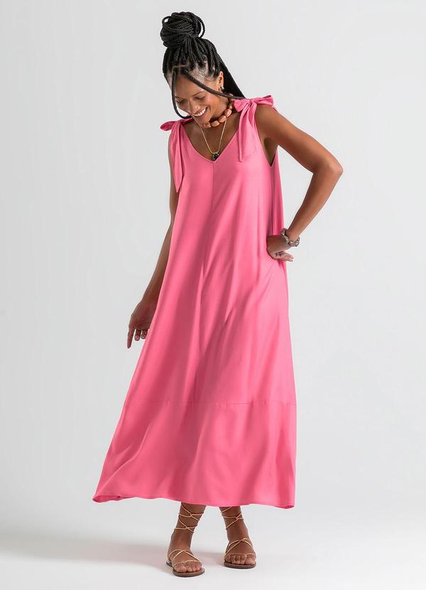 Cativa - Vestido Midi em Viscose Rosa