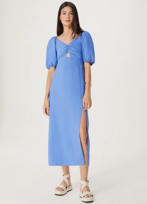 Hering - Vestido Midi Fem Azul Medio - HERING