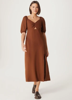 Hering - Vestido Midi Fem Marrom Escuro - HERING