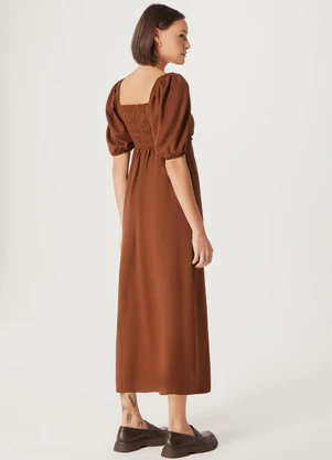 Hering - Vestido Midi Fem Marrom Escuro - HERING