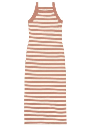 Rovitex - Vestido Midi Feminino em Ribana Marrom - ROVITEX