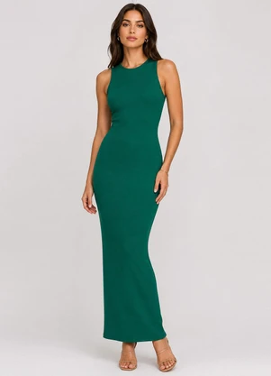 Infinita Cor - Vestido Midi Feminino em Ribana Verde - INFINITA COR