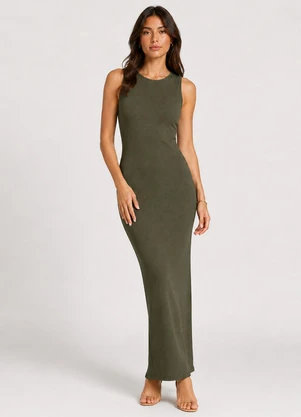 Infinita Cor - Vestido Midi Feminino em Ribana Verde - INFINITA COR
