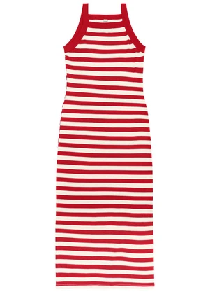 Rovitex - Vestido Midi Feminino em Ribana Vermelho - ROVITEX