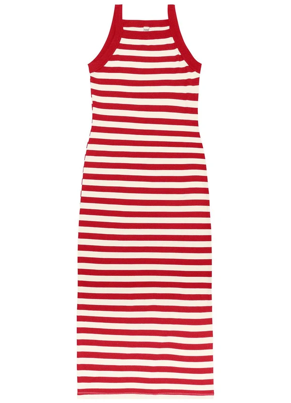 Rovitex - Vestido Midi Feminino em Ribana Vermelho