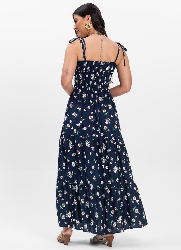 Select - Vestido Midi Feminino Floral em Viscolinho Azul 2