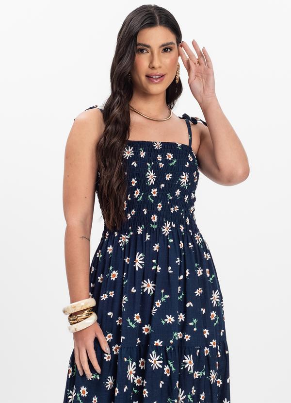 Select - Vestido Midi Feminino Floral em Viscolinho Azul 3