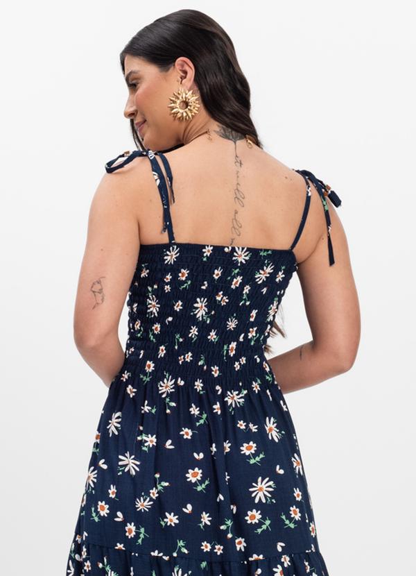 Select - Vestido Midi Feminino Floral em Viscolinho Azul 4
