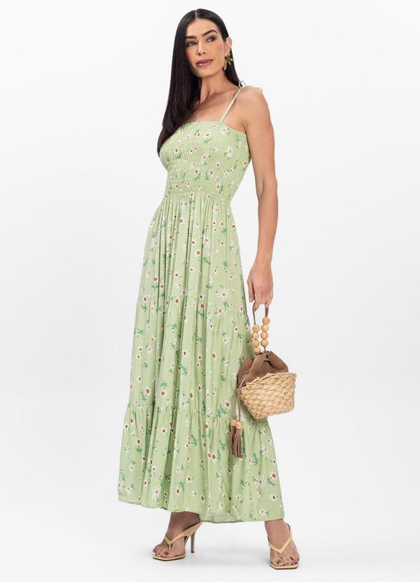 Select - Vestido Midi Feminino Floral em Viscolinho Verde 1