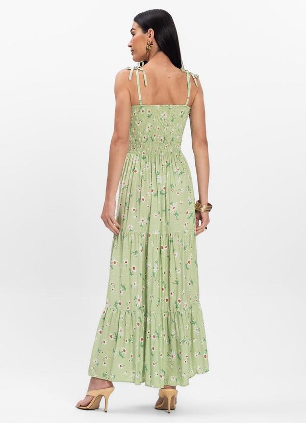 Select - Vestido Midi Feminino Floral em Viscolinho Verde 2
