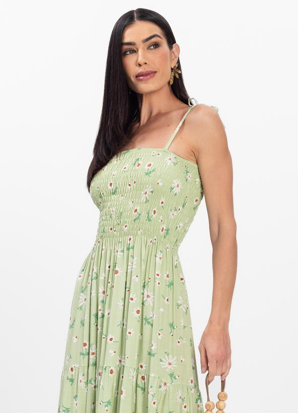 Select - Vestido Midi Feminino Floral em Viscolinho Verde 3