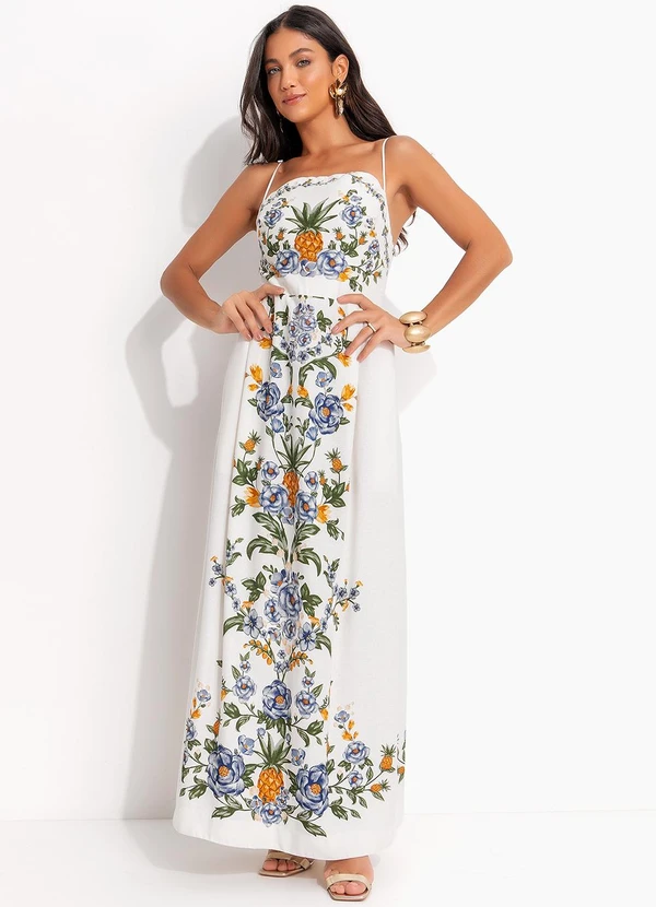 Farm - Vestido Midi Floral Penelope Off White 4