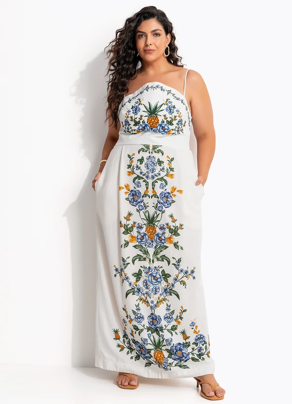 Farm - Vestido Midi Floral Penelope Off White 9