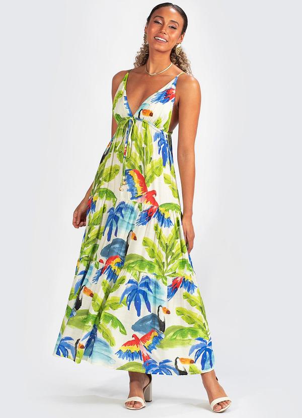 Farm - Vestido Midi Frescor Tropical Verde