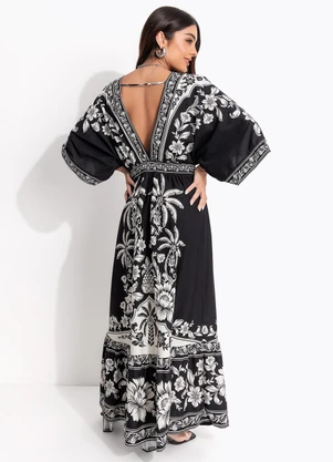 Farm - Vestido Midi Guanacaste Preto - FARM
