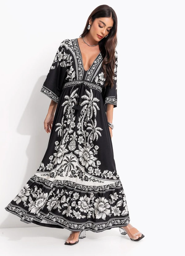 Farm - Vestido Midi Guanacaste Preto 3