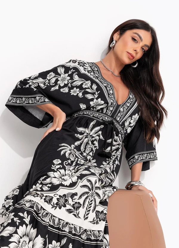 Farm - Vestido Midi Guanacaste Preto 5