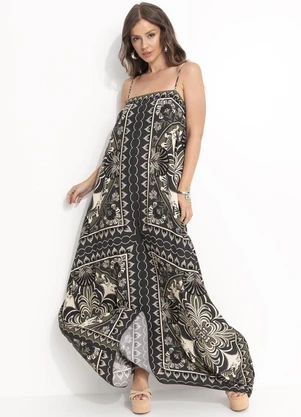 Farm - Vestido Midi Lenço Onça Mística Verde - FARM