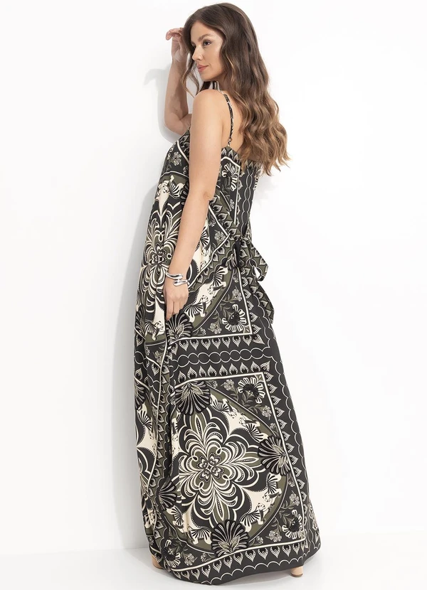 Farm - Vestido Midi Lenço Onça Mística Verde 2