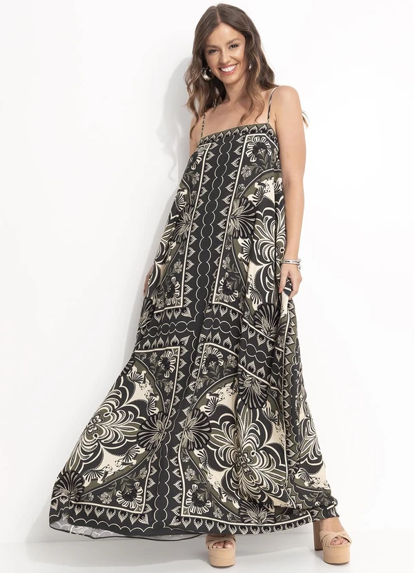 Farm - Vestido Midi Lenço Onça Mística Verde 3