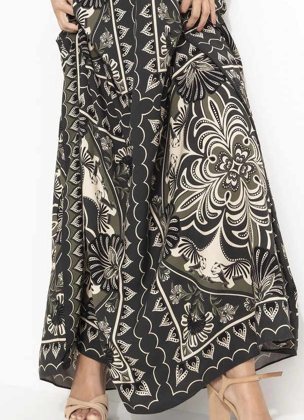 Farm - Vestido Midi Lenço Onça Mística Verde 7