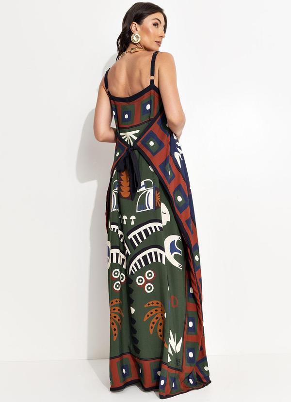 Farm - Vestido Midi Lenço Tropical Azul 2