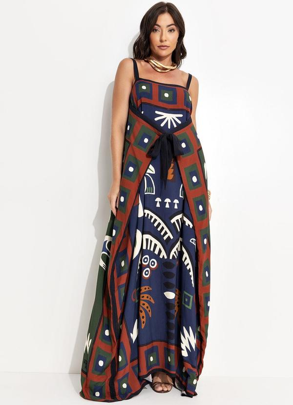 Farm - Vestido Midi Lenço Tropical Azul 5