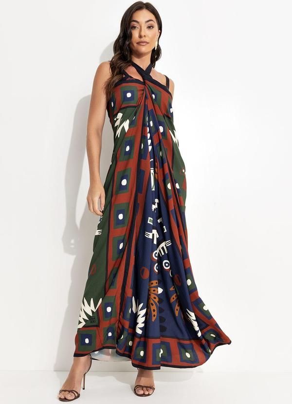 Farm - Vestido Midi Lenço Tropical Azul 8