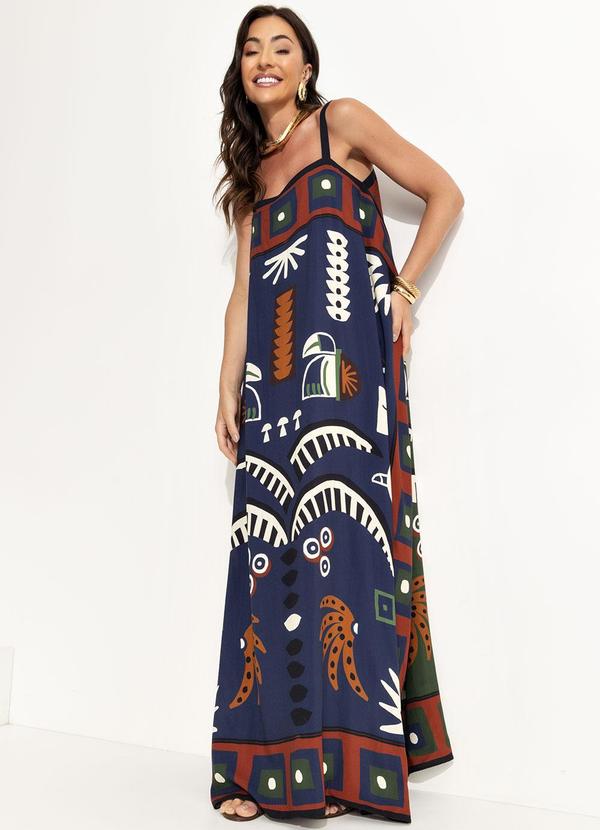 Farm - Vestido Midi Lenço Tropical Azul 9