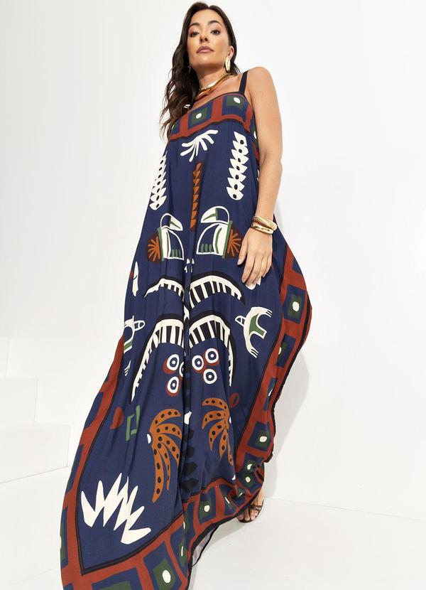 Farm - Vestido Midi Lenço Tropical Azul 10