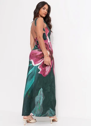 Farm - Vestido Midi Lineia Verde - FARM