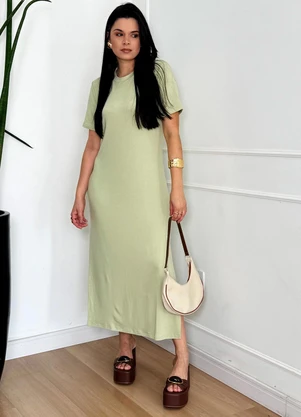 Doce Tom - Vestido Midi Malha com Fenda Lateral Verde - DOCE TOM