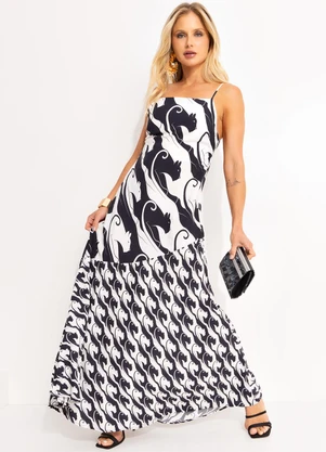 Farm - Vestido Midi Panteras Preto - FARM