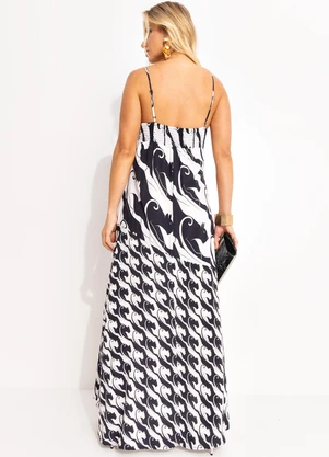 Farm - Vestido Midi Panteras Preto - FARM