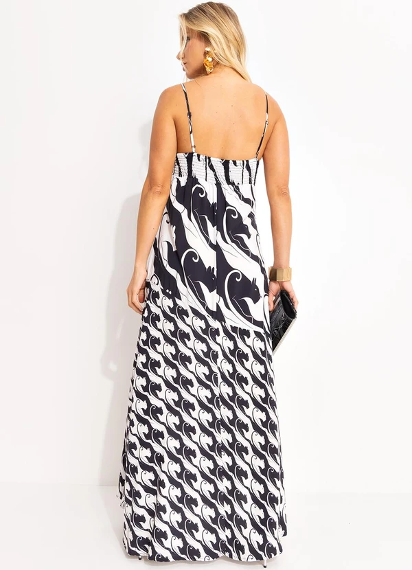 Farm - Vestido Midi Panteras Preto 2