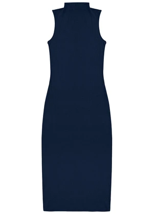 Rovitex - Vestido Midi Ribana Canelada Azul - ROVITEX