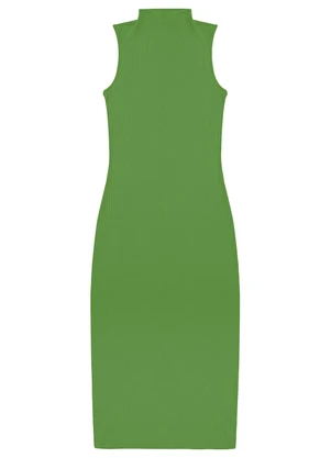 Rovitex - Vestido Midi Ribana Canelada Verde - ROVITEX