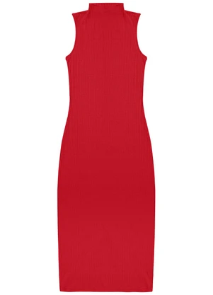 Rovitex - Vestido Midi Ribana Canelada Vermelho - ROVITEX
