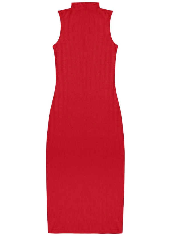 Rovitex - Vestido Midi Ribana Canelada Vermelho 2