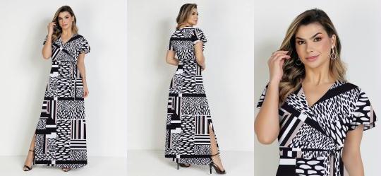 Vestido Mix Estampas com Faixa