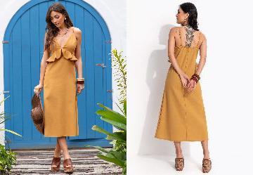 Vestido Mostarda em Linho