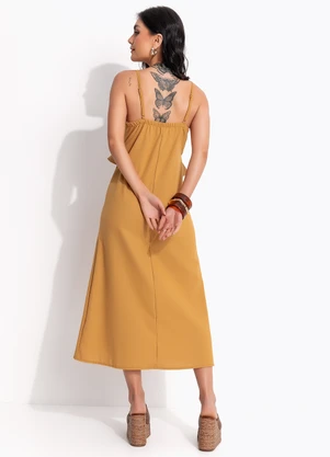 Quintess - Vestido Mostarda em Linho - QUINTESS