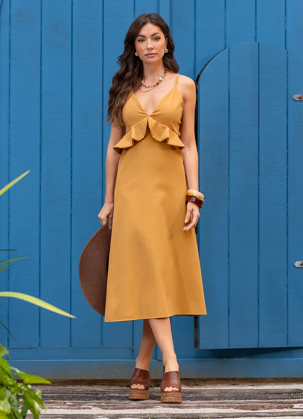 Quintess - Vestido Mostarda em Linho 5